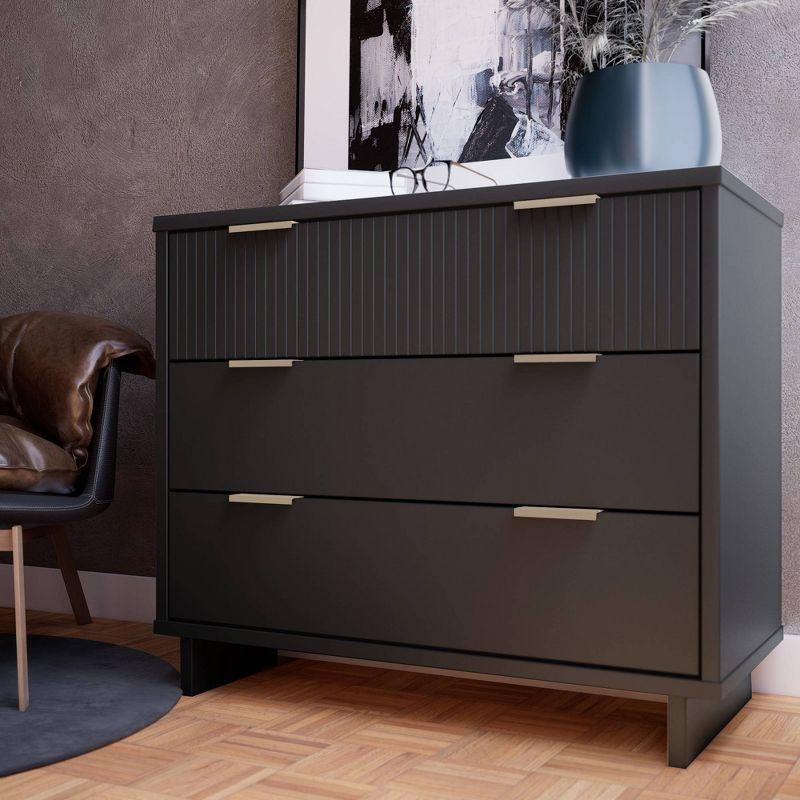 Granville Dark Grey Modern 3-Drawer Dresser with Soft Close