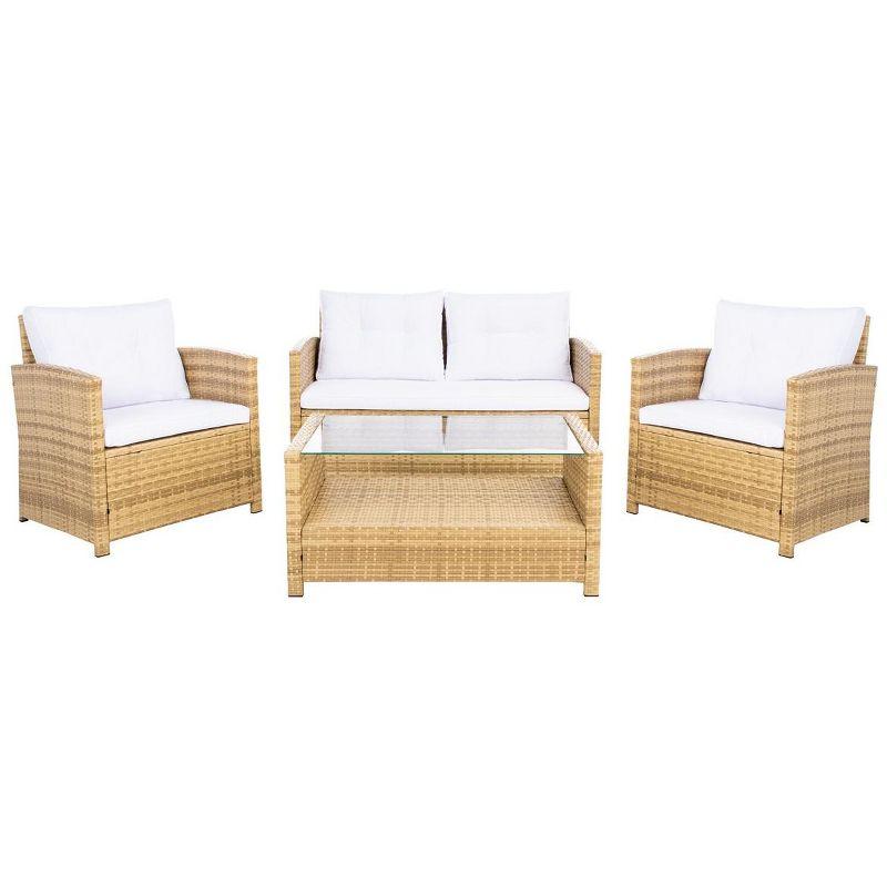 Coastal Charm Natural & White 4-Piece Patio Conversation Set