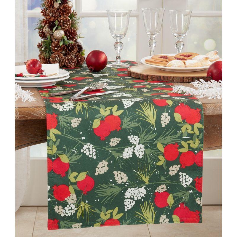 Saro Lifestyle Table Runner With Holiday Pomegranate Design