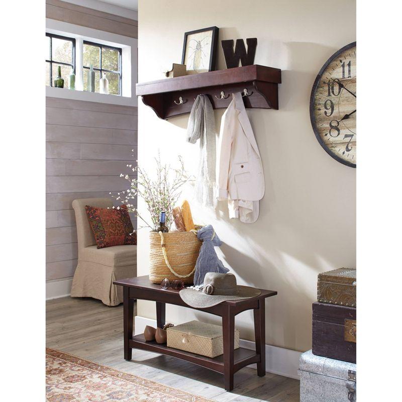 Espresso Shaker Cottage Hall Tree with Storage Bench and Coat Hooks