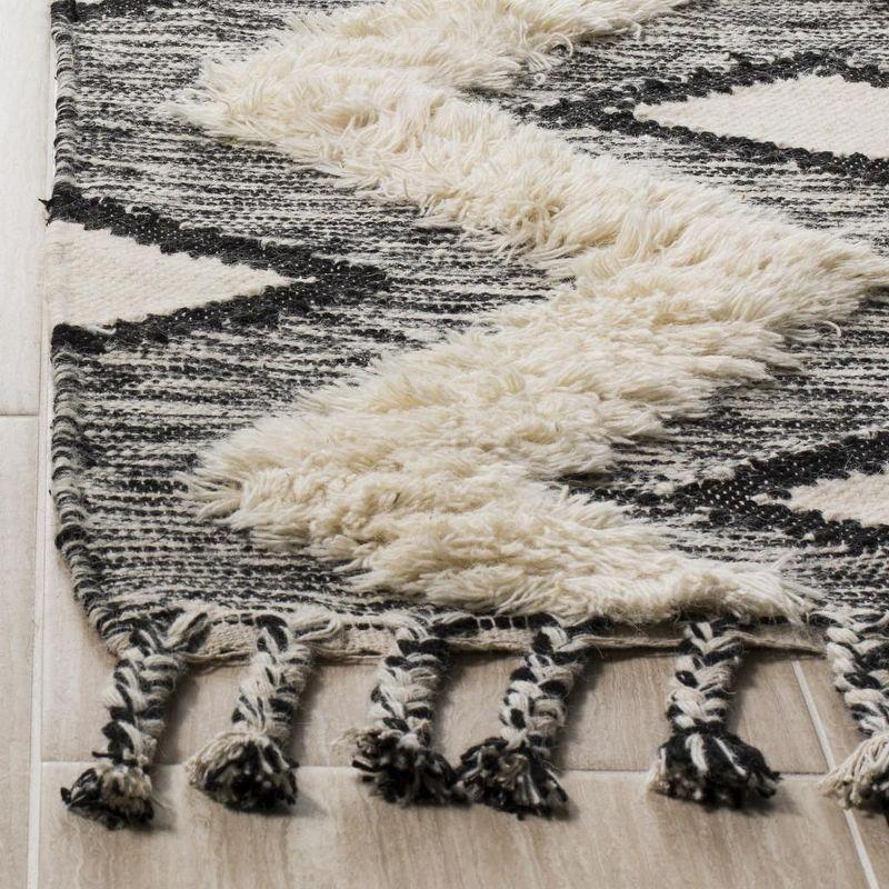 Kenya KNY908 Hand Knotted Area Rug - Black/Ivory - 5'x8' - Safavieh