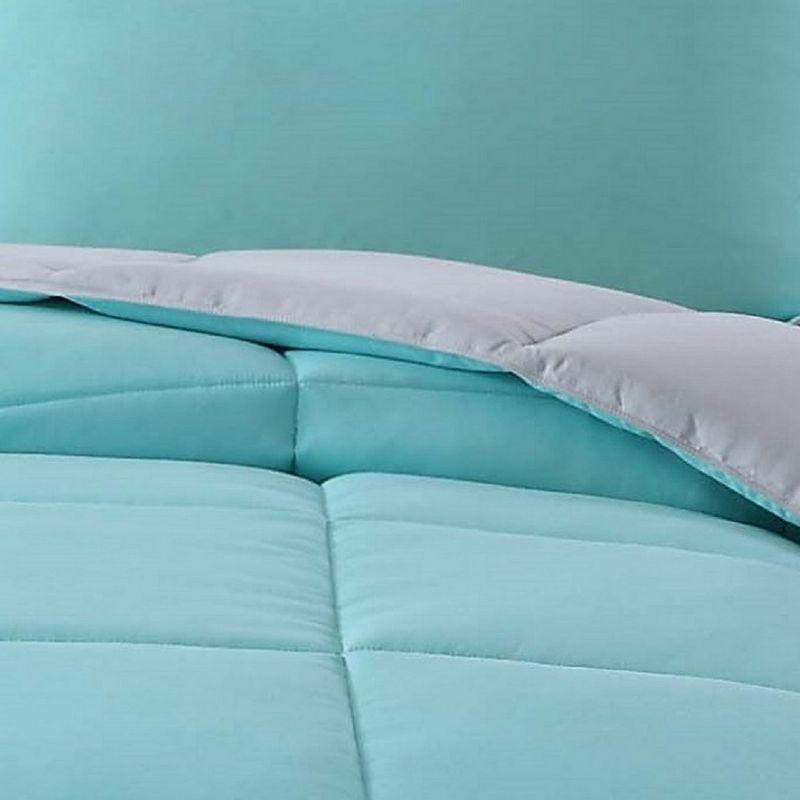 Twin Turquoise and Gray Reversible Microfiber Comforter Set