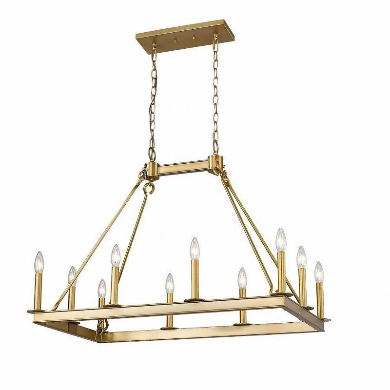 Olde Brass 10-Light Rectangular Candle Chandelier