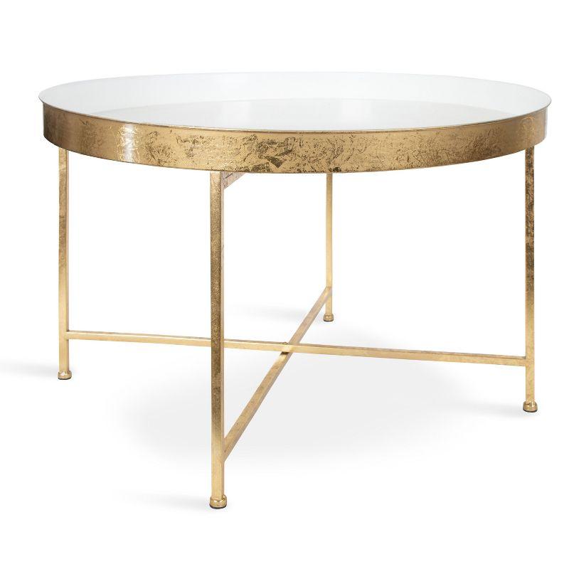 Kate and Laurel Celia Round Metal Coffee Table, 28.25x28.25x19, White and Gold