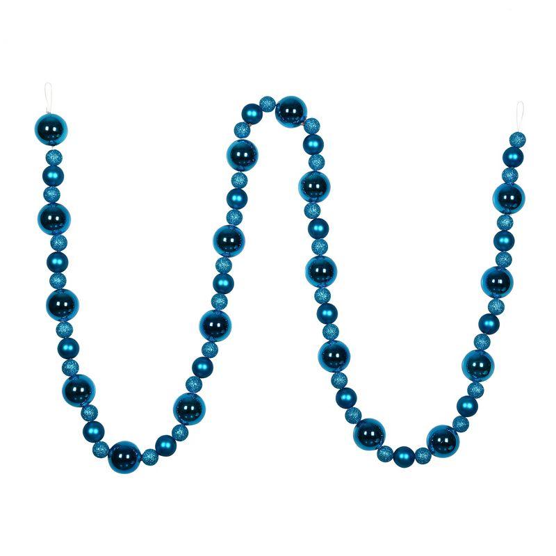 Turquoise Shatterproof Plastic Christmas Ball Garland, 9 Feet