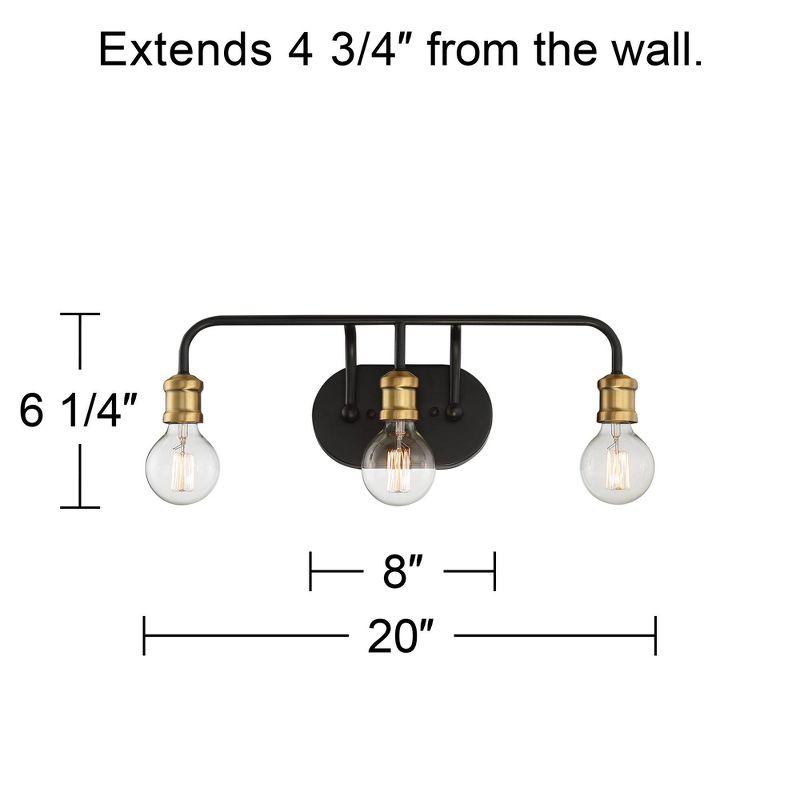 Aras Sleek Industrial Wall Light Black Brass 20" 3-Light Fixture