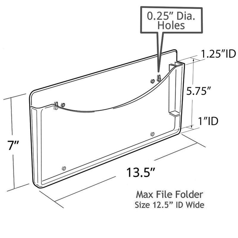 Clear Plastic Wall Mount File Holder with Pen Pocket, 2-Pack