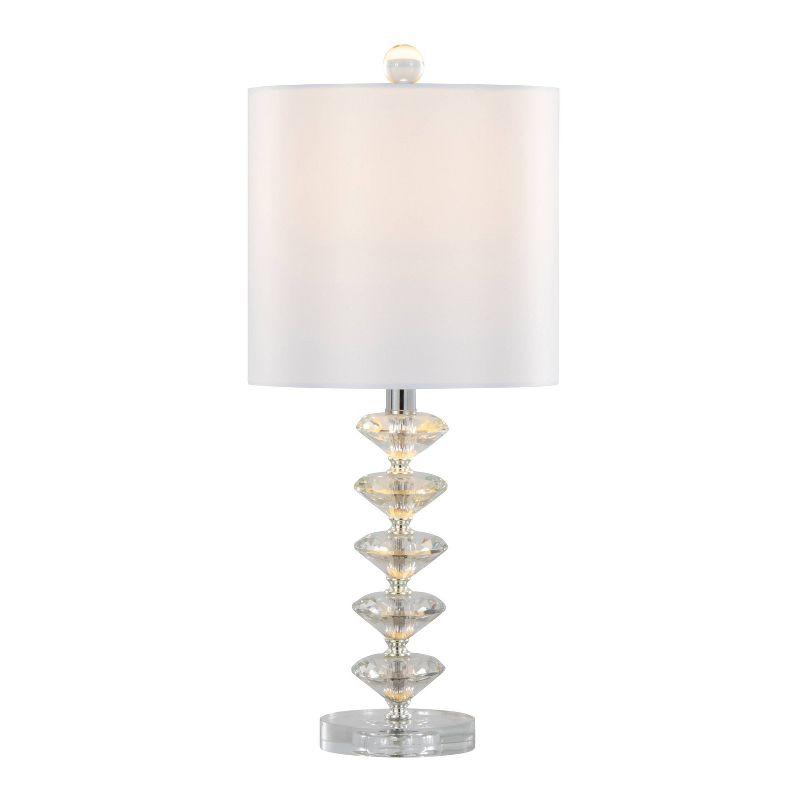 LumiSource (Set of 2) Diamond Stacked 23" Contemporary Crystal Table Lamps with Off-White Shade and Chrome from Grandview Gallery: Silk-Inspired