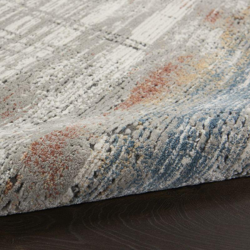 Abstract Mineral Tones 26'' Hand-Knotted Gray Synthetic Area Rug