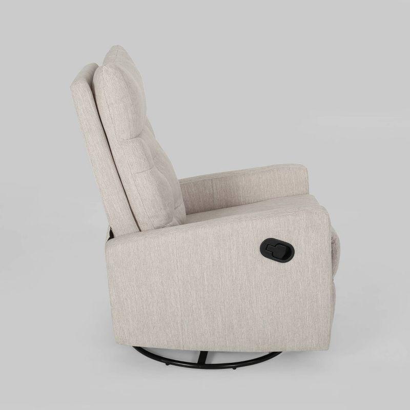 Woodglen Plush Tufted Glider Swivel Recliner in Beige and Black