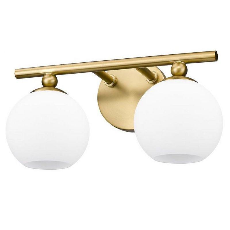 Neoma Modern Gold 2-Light Vanity with Opal Glass Shades