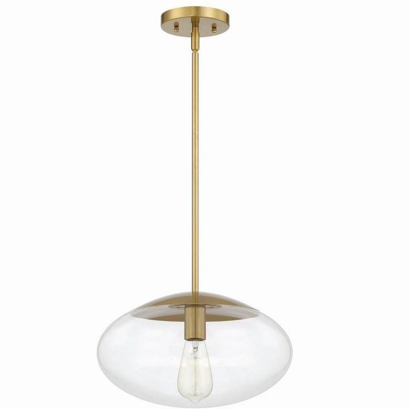 Satin Brass 14" Clear Glass Pendant Light