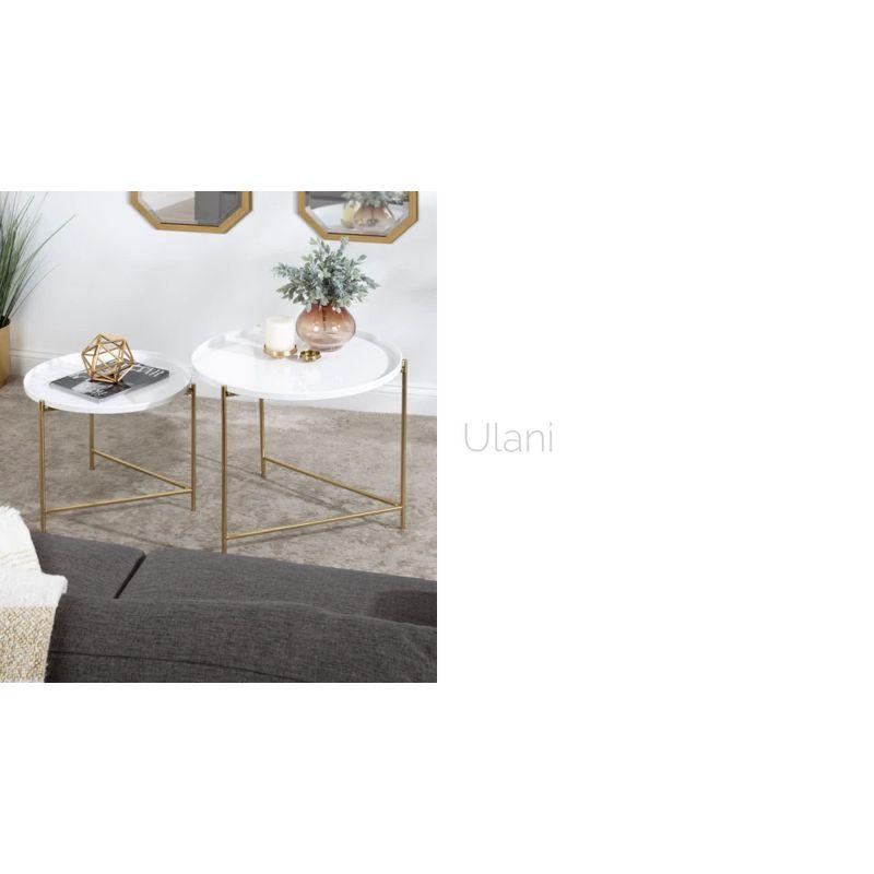 Kate and Laurel Ulani Round Metal Nesting Table, 2 Piece, White and Gold