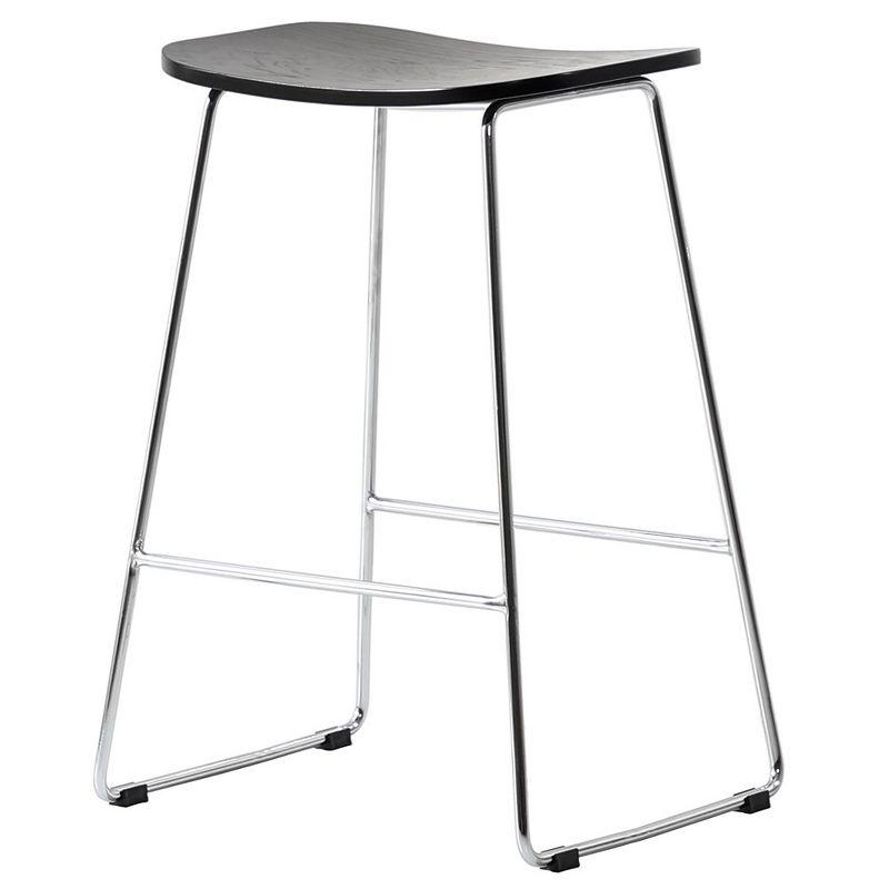 LeisureMod Melrose Modern Wood Counter Stool with Iron Frame and Footrest Set of 2