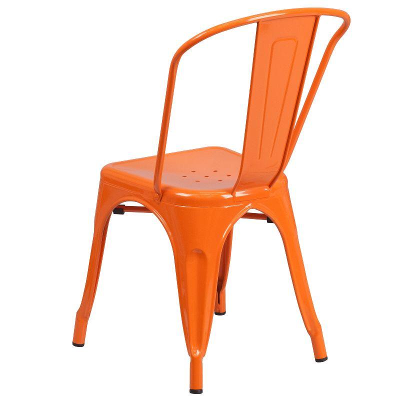 Emma and Oliver Commercial Grade Orange Metal Indoor-Outdoor Stackable Chair