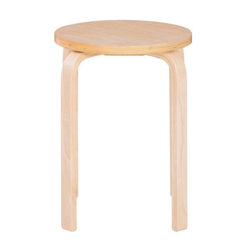Set of 4 Bentwood Stacking Stools Light Brown - Linon: Rubberwood Frame, No Assembly, Traditional Style