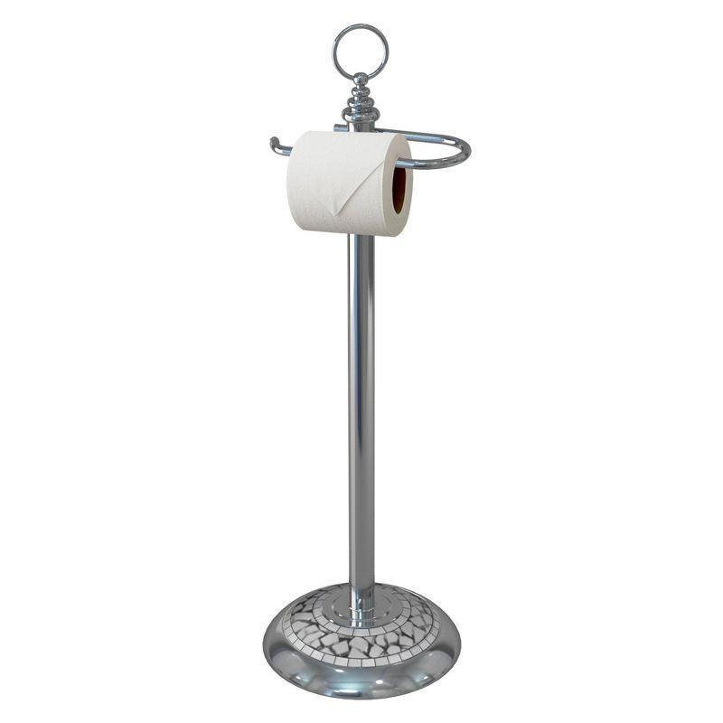 Chrome Mosaic Freestanding Toilet Paper Holder, 24" High