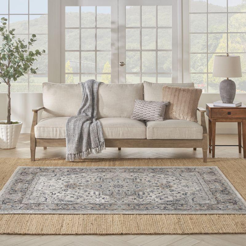 Nourison Concerto Center Medallion Indoor Rug Ivory Grey 8'10" x 11'10"