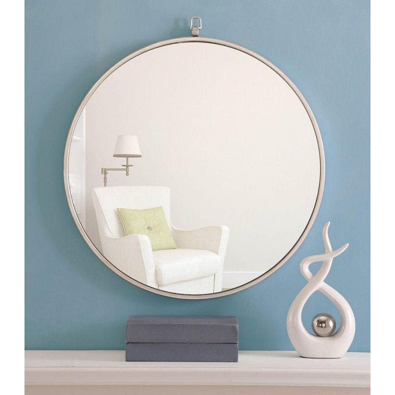 Elegant Lighting Metal frame Round Mirror with decorative hook 24 inch Silver finish