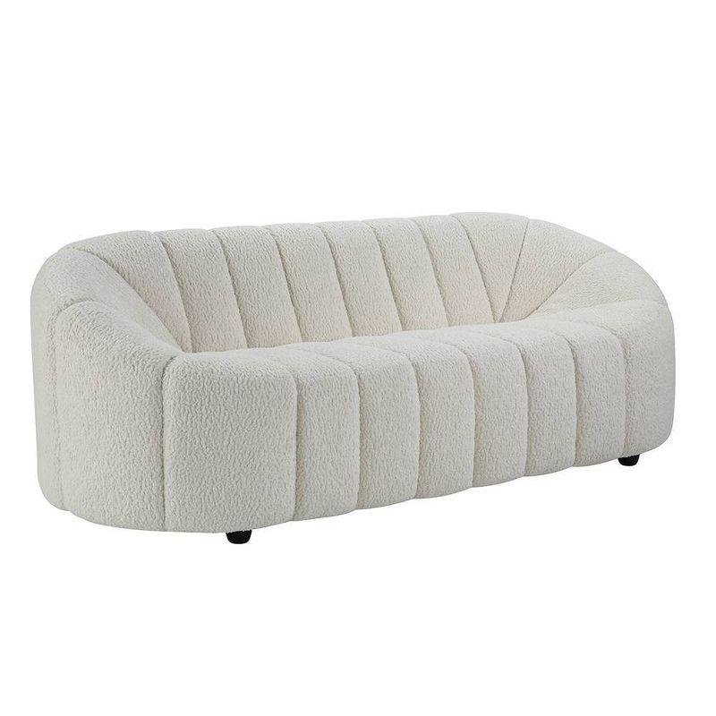 83" Osmash Sofa White Teddy Faux Shearling - Acme Furniture: Plush Upholstery, Wood Frame, Includes 2 Accent Pillows