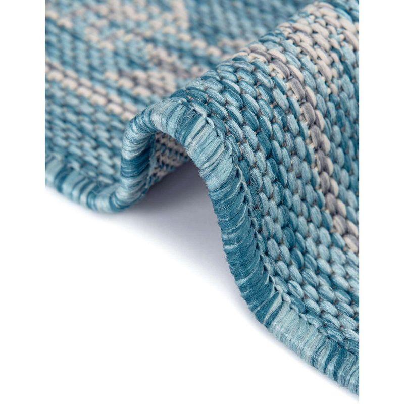 Aqua Blue Rectangular Synthetic Outdoor Area Rug