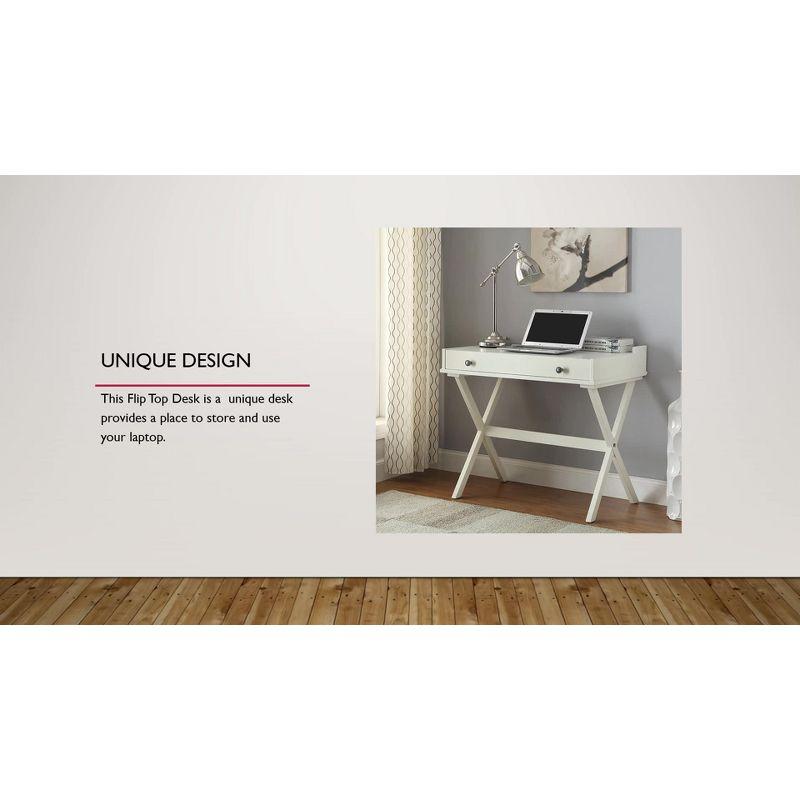 Carolina Living Linnea Flip Top Desk Antique White – : Cork Board, Laptop Storage, Scandinavian Style