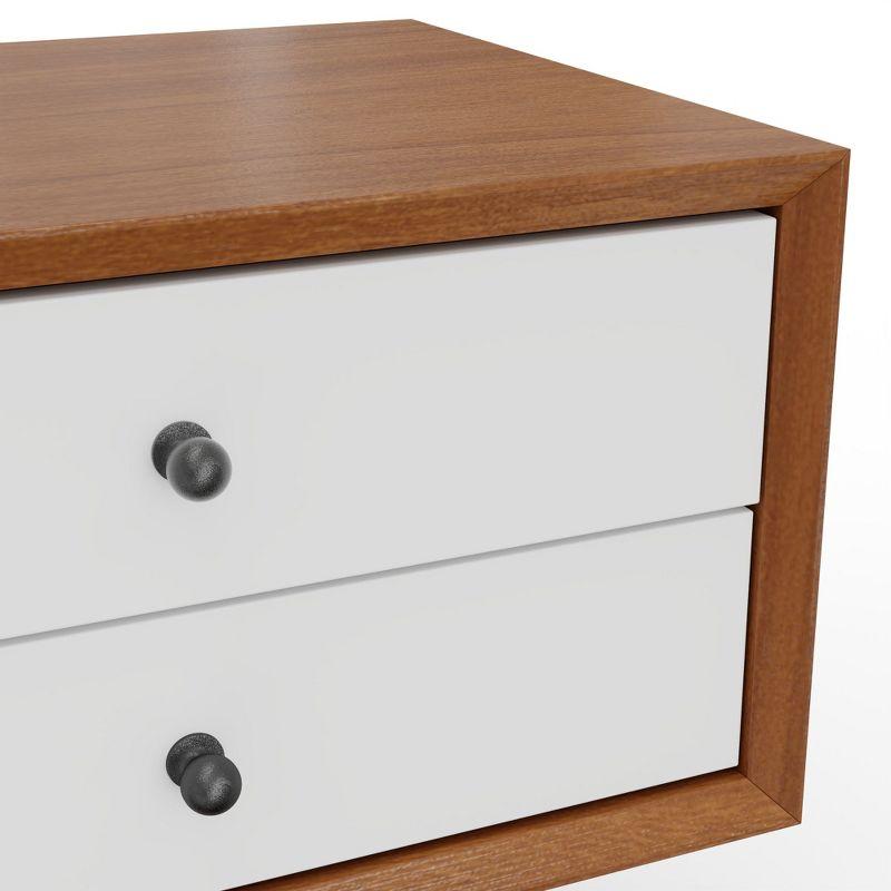 Alpine Furniture Flynn Small Nightstand, Acorn & White