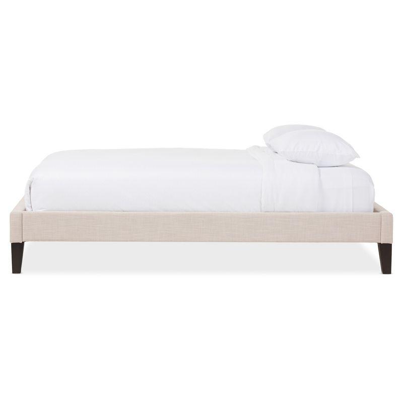 Baxton Studio Full Lancashire Modern and Contemporary Linen Fabric Upholstered Bed Frame with Tapered Legs Beige: Rubberwood & MDF Construction