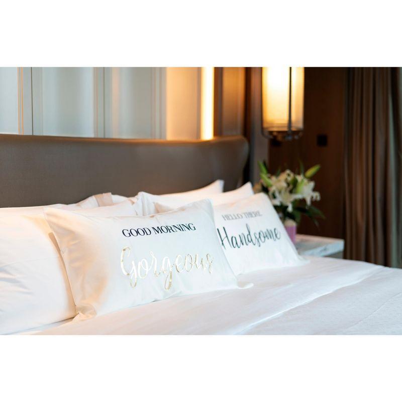 Shiraleah Set Of 2 Standard Pillowcases "Good Morning Gorgeous/ Hello There Handsome" - Shiraleah