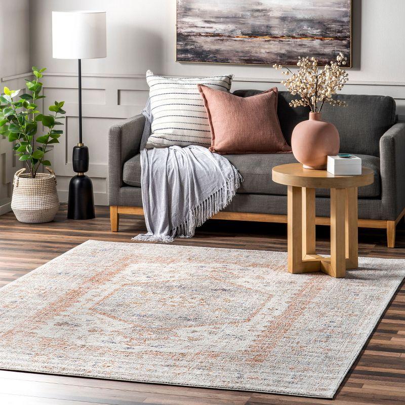 Nuloom Jacquie Medallion 7x9 Indoor Area Rug for Living Room Bedroom Dining Room Kitchen, Silver/Ivory
