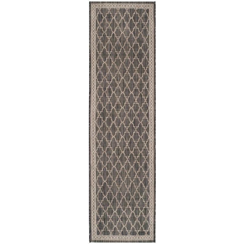 Courtyard CY8871 Power Loomed Indoor/Outdoor Runner Rug - Black/Beige - 2'3"x12' - Safavieh.