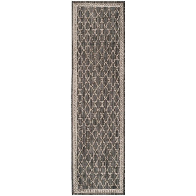 Black and Beige Flat Woven Reversible Synthetic Runner Rug