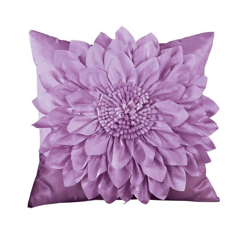 Lilac Polyester 3D Bloom Floral Pillow Cover 17" x 17"