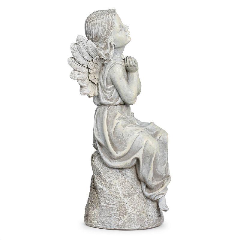 Roman 16" Sitting Angel Resin Outdoor Garden Statues Gray