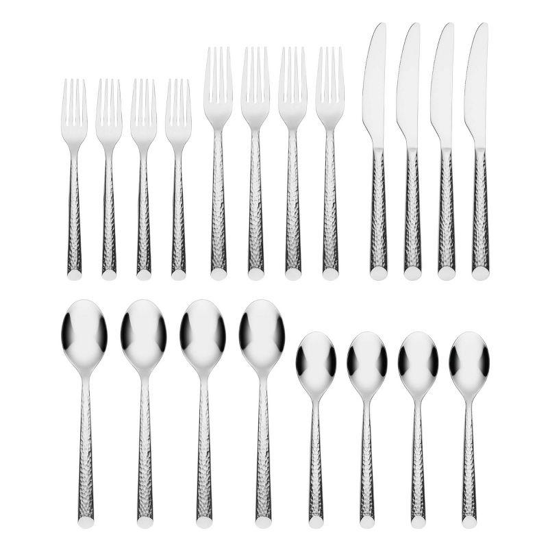 Elsa Hammered Stainless Steel 20-Piece Flatware Set