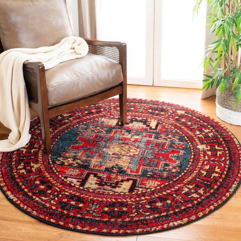 Vintage Hamadan VTH213 Power Loomed Indoor Accent Rug - Red/Multi - 3' Round - Safavieh
