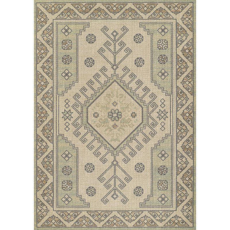 Momeni 7'9"x9'10" Anatolia Sylm Medallion Machine Loomed Area Rug Sage Green: Wool & Nylon, Low Pile, Indoor Use