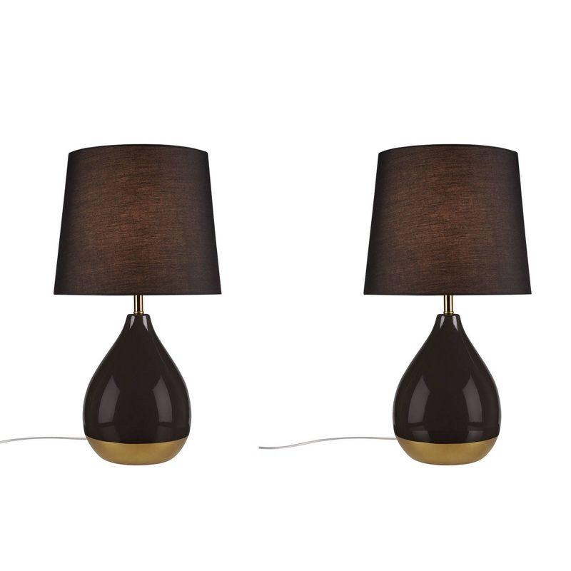 Liora Black and Gold Ceramic Table Lamp Set