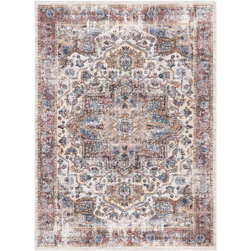 Ivory and Blue Rust 8' x 10' Reversible Synthetic Area Rug