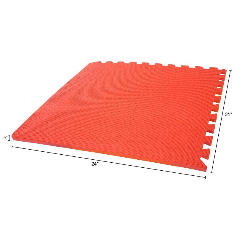 4-Pack of Interlocking EVA Foam Floor Tiles with Border Pieces - Great for Use as a Play Mat or Home Exercise Flooring by Stalwart (Multicolored)