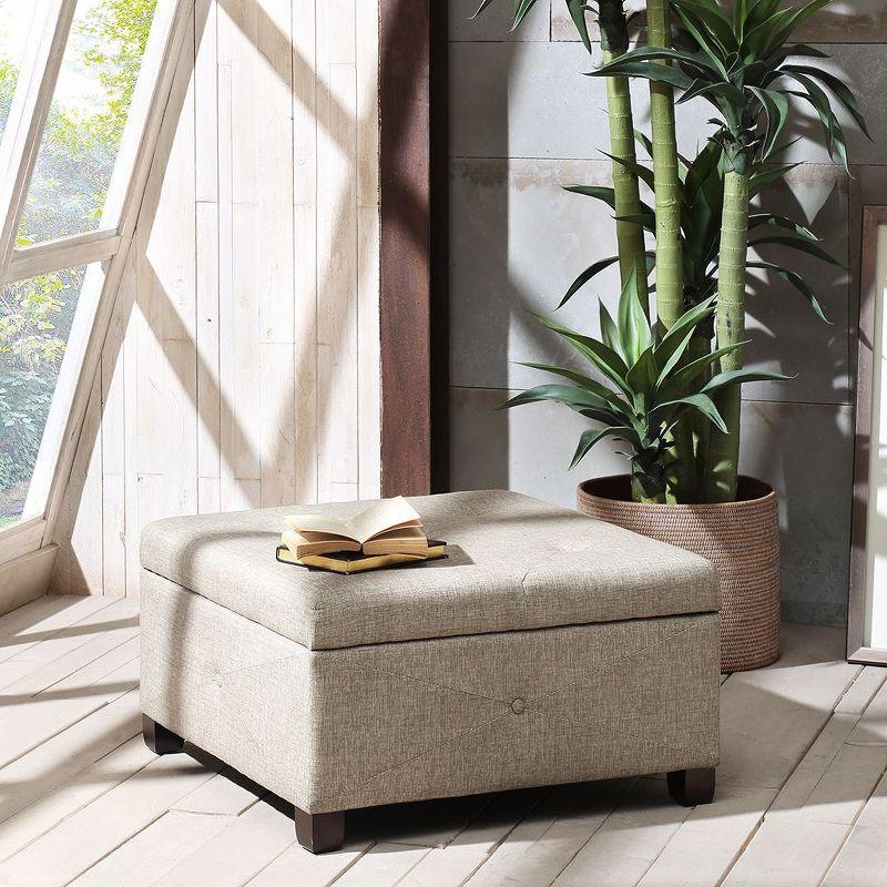 Della Button Tufted Square Storage Ottoman
