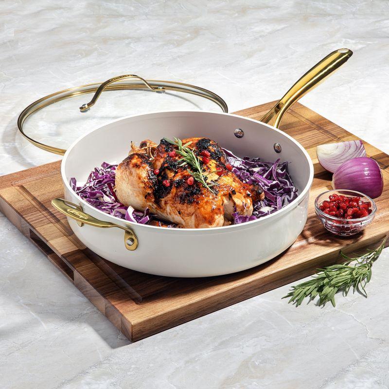 Gotham Steel Gotham Steel Naturals Cream Ultra Nonstick Ceramic 5.5 Qt Jumbo Cooker Pan with Lid