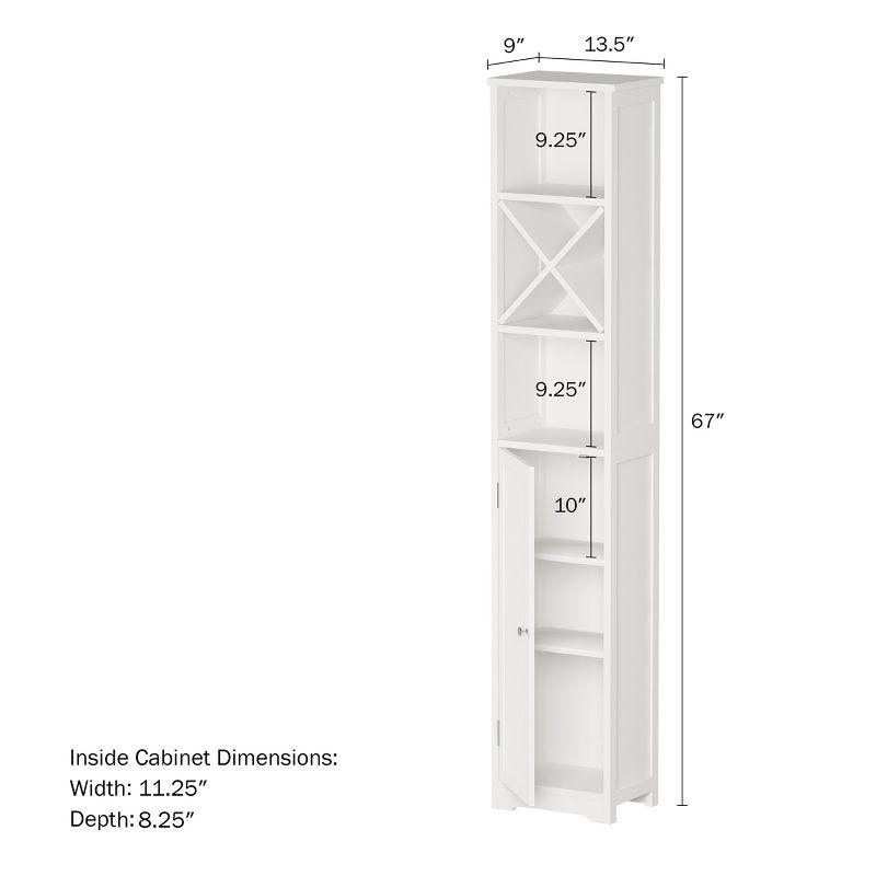 Hastings Home 67-Inch Tall Linen Tower Cupboard with Cubbyhole Divider and Adjustable Shelves