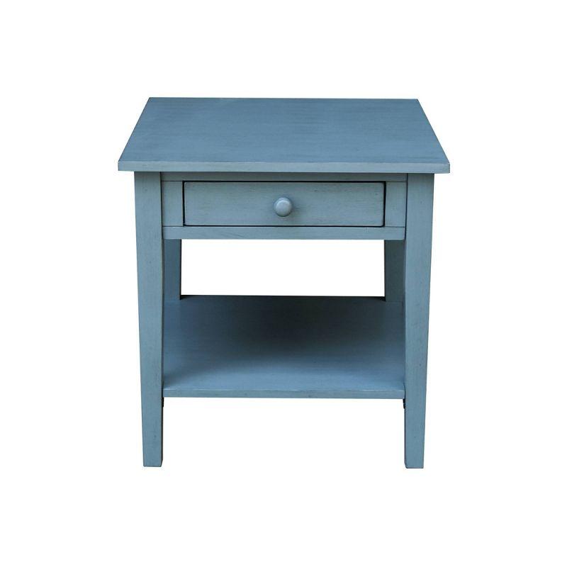 International Concepts Spencer End Table Antique Ocean Blue: Hardwood Frame, 25" High, Square Shape, Spot Clean