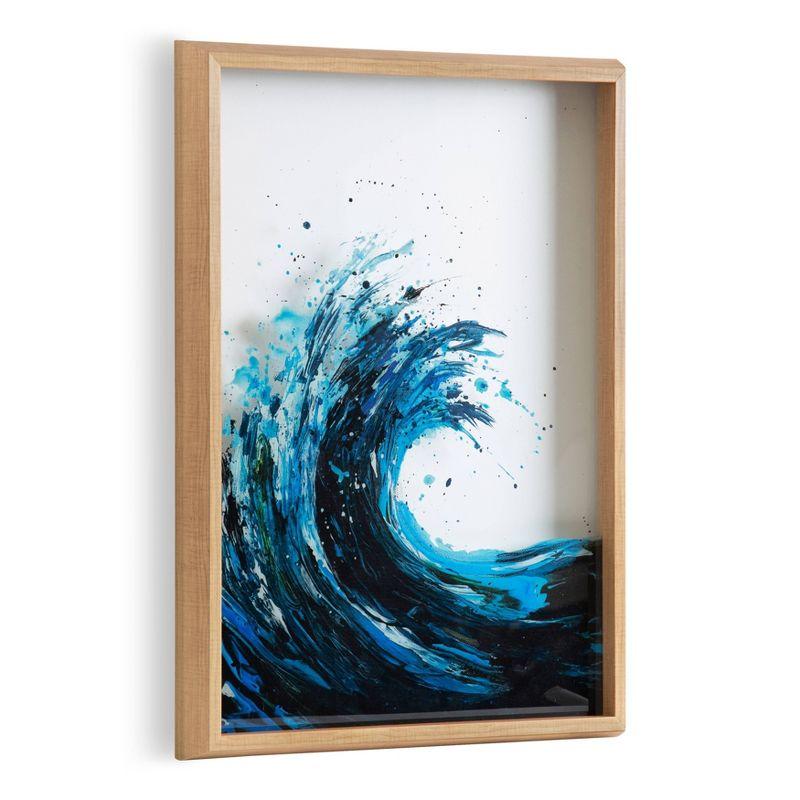 Blake Waves Coastal Framed Glass Art, 18x24 Natural