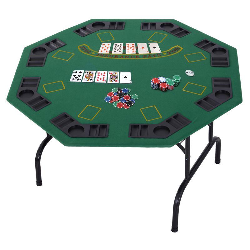 Soozier 47" 8 Player Folding Octagon Poker Table Blackjack Poker Game with Cup Holders