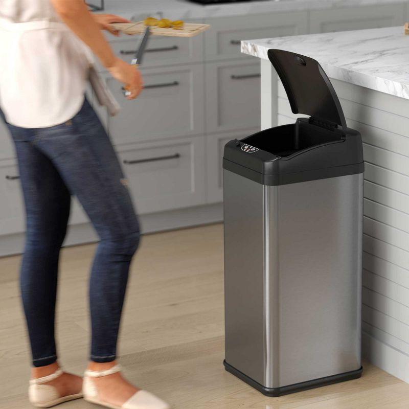 Acute Touchless Stainless Steel 13 Gallon Motion Sensor Trash Can