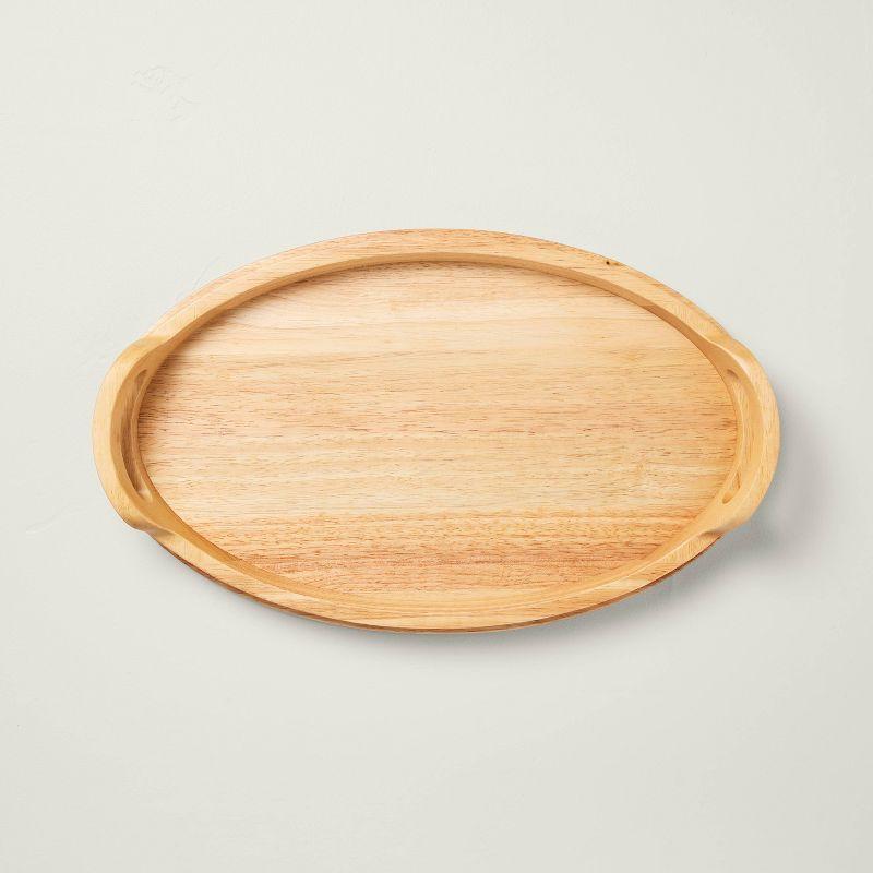 18" Round Rubberwood Serving Tray with Handles - Hearth & Hand™ with Magnolia