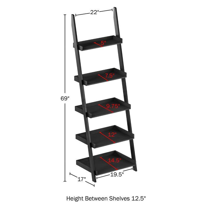 Lavish Home 5-Tier Freestanding Wood Ladder Bookshelf for Storage