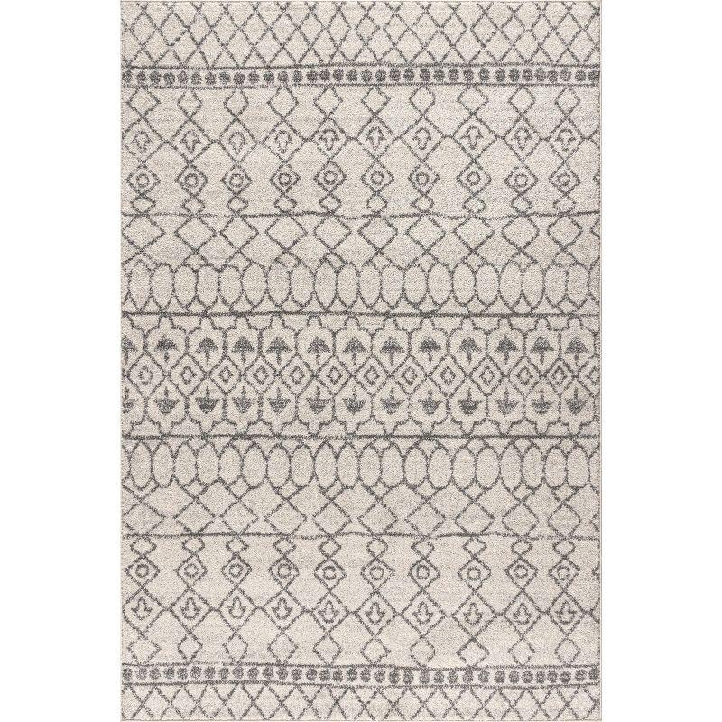 5'x8' Izil Moroccan Beni Souk Area Rug, Cream/Gray - JONATHAN Y